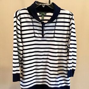 Ralph Lauren Black and White Striped Polo